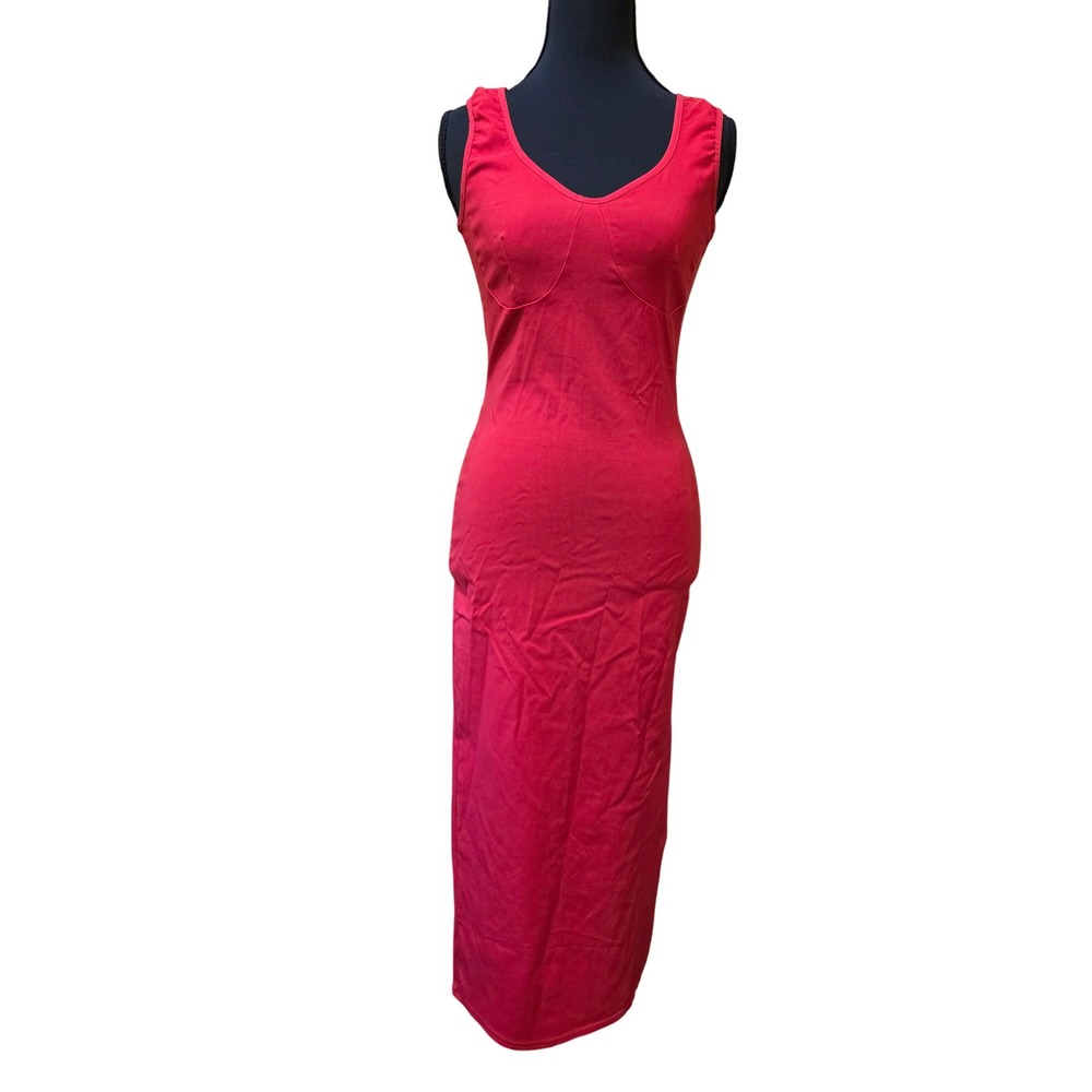 Pretty Little Thing Bodycon Midi Dress Strappy Red Cup Detail Stretch Sz‎ 6